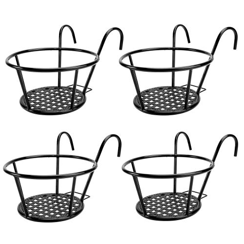 4Pcs Round Hanging Railing Planters Wrought Iron Flower Pot Holder Over The Rail Fence Plant Stand Basket 27LBS Load for Patio Balcony Porch Fence 4Pcs Round Hanging Railing Planters Wrought Iron Flower Pot Holder Over The Rail Fence Plant Stand Basket 27LBS Load for Patio Balcony Porch Fence