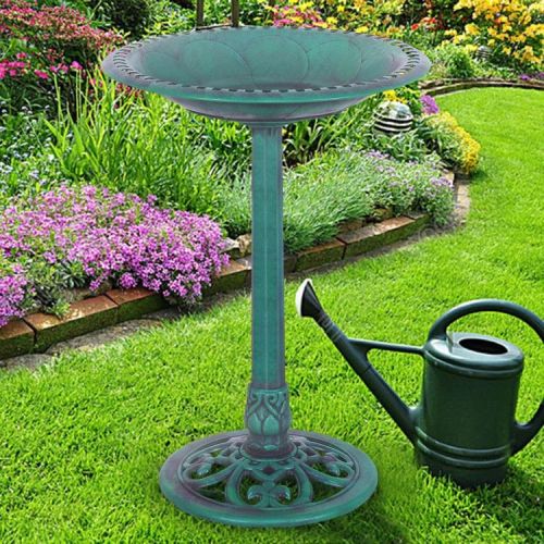 Outdoor Garden Green Pedestal Bird Bath Feeder Outdoor Garden Green Pedestal Bird Bath Feeder