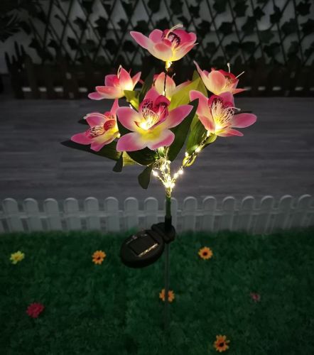 LED Solar Rose Orchid Flower Light Outdoor Garden Waterproof Simulation Lawn Lamp Wedding Party Christmas Decor Landscape Light LED Solar Rose Orchid Flower Light Outdoor Garden Waterproof Simulation Lawn Lamp Wedding Party Christmas Decor Landscape Light