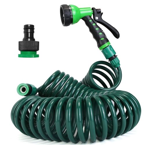 EVA Recoil Garden Hose Flexible Self-coiling Water Hose with 3/4' and 1/2' Adapter with 7 Spraying Modes for Boat Greenhouse Yard Patio EVA Recoil Garden Hose Flexible Self-coiling Water Hose with 3/4' and 1/2' Adapter with 7 Spraying Modes for Boat Greenhouse Yard Patio